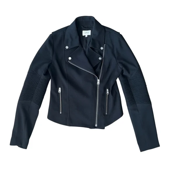 Aritzia Wilfred Montesson Motorcycle Moto Cropped Jacket 2 Black Biker Rocker - Picture 4 of 14